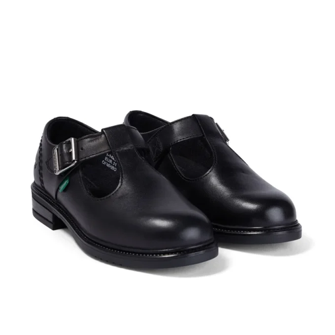 Chaussures en cuir à bride en T Lach pour filles, noir Chaussures en cuir à bride en T Lach pour filles, noir