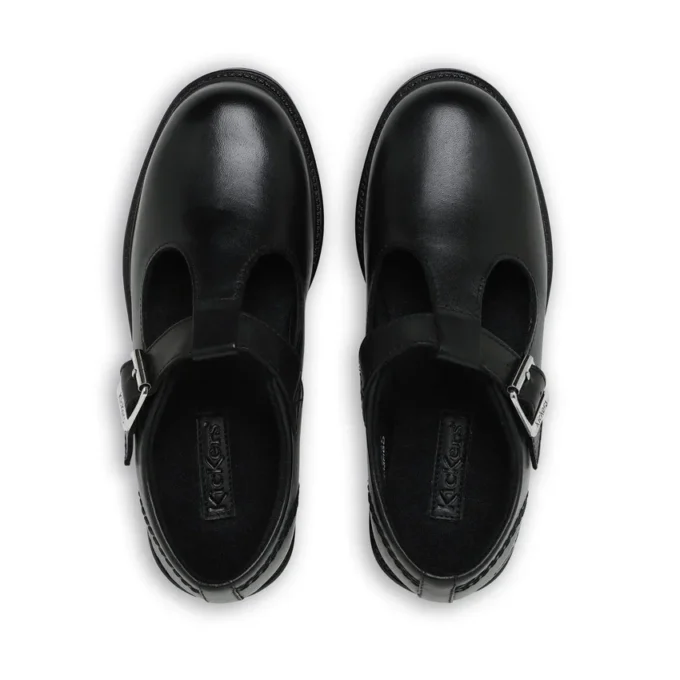 Chaussures en cuir à bride en T Lach pour filles, noir Chaussures en cuir à bride en T Lach pour filles, noir