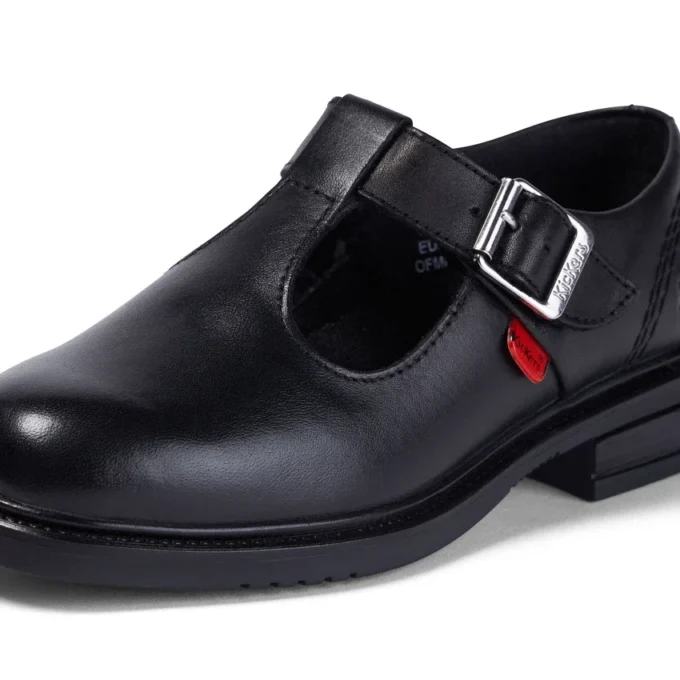 Chaussures en cuir à bride en T Lach pour filles, noir Chaussures en cuir à bride en T Lach pour filles, noir