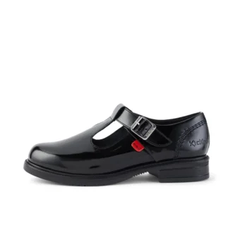 Chaussures en cuir Lach T-Bar pour jeunes filles, noir