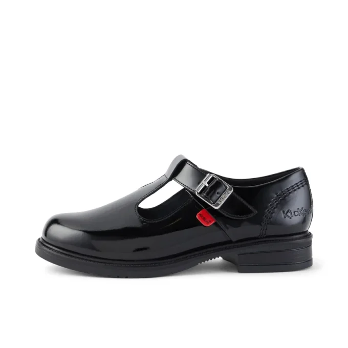 Chaussures en cuir Lach T-Bar pour jeunes filles, noir