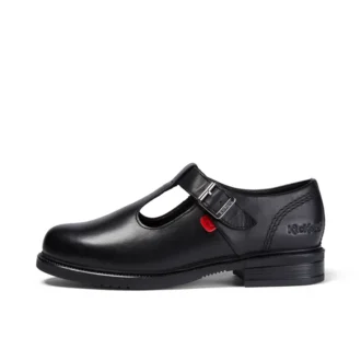 Chaussures en cuir Lach T-Bar pour jeunes filles, noir