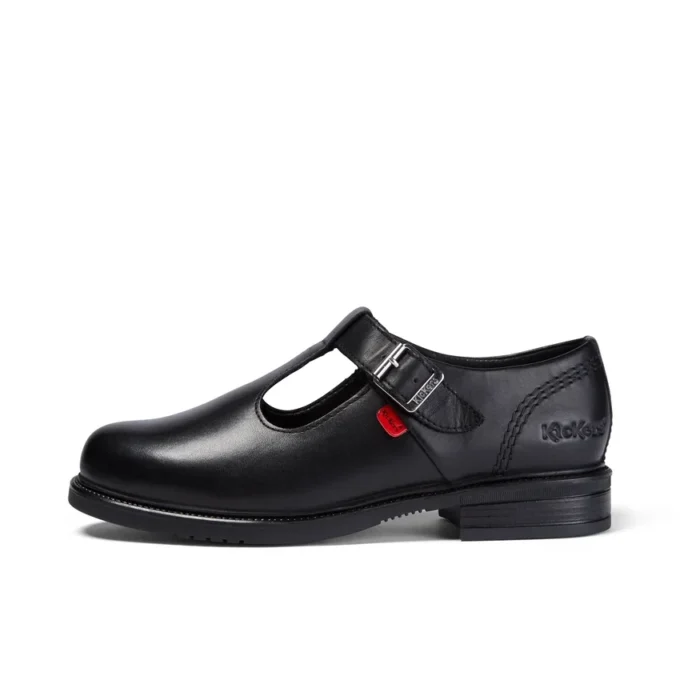Chaussures en cuir Lach T-Bar pour jeunes filles, noir
