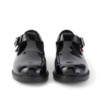 Chaussures en cuir Lach T-Bar pour jeunes filles, noir