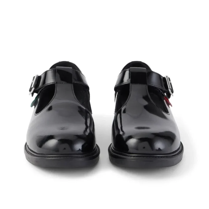 Chaussures en cuir Lach T-Bar pour jeunes filles, noir