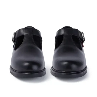 Chaussures en cuir Lach T-Bar pour jeunes filles, noir