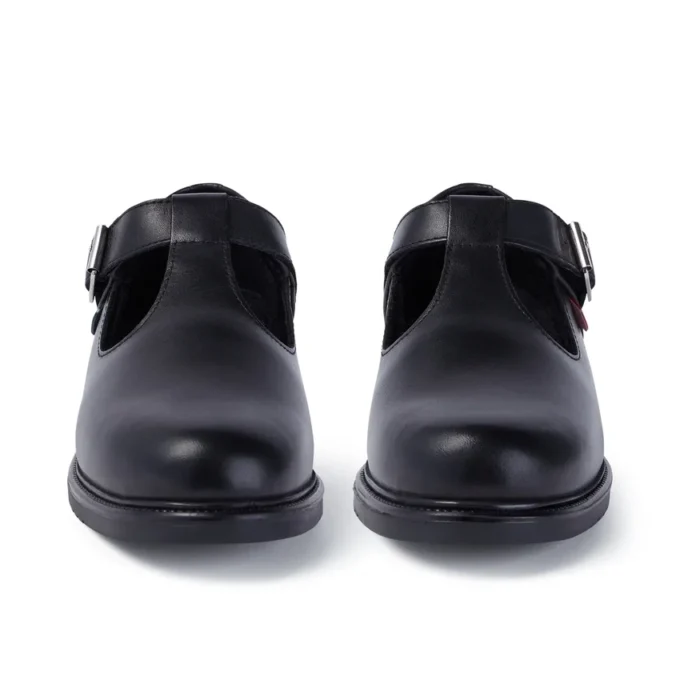 Chaussures en cuir Lach T-Bar pour jeunes filles, noir
