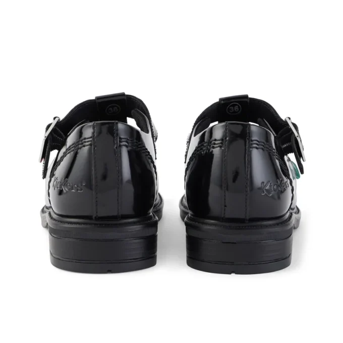 Chaussures en cuir Lach T-Bar pour jeunes filles, noir