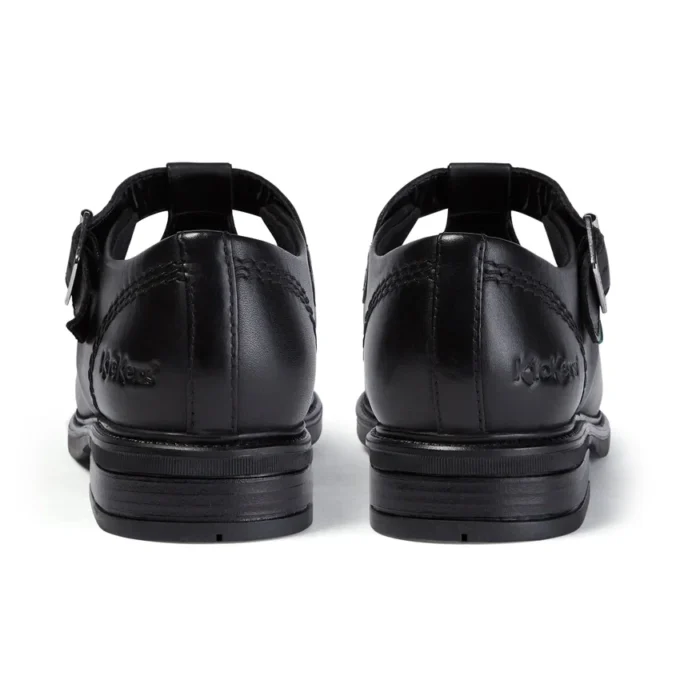 Chaussures en cuir Lach T-Bar pour jeunes filles, noir