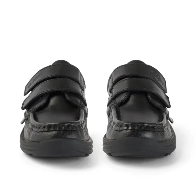 Chaussures en cuir noir Reasan Twin Vel pour garçons en bas âge