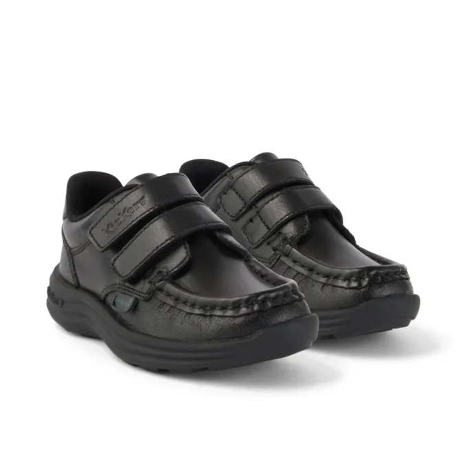Chaussures en cuir noir Reasan Twin Vel pour garçons en bas âge