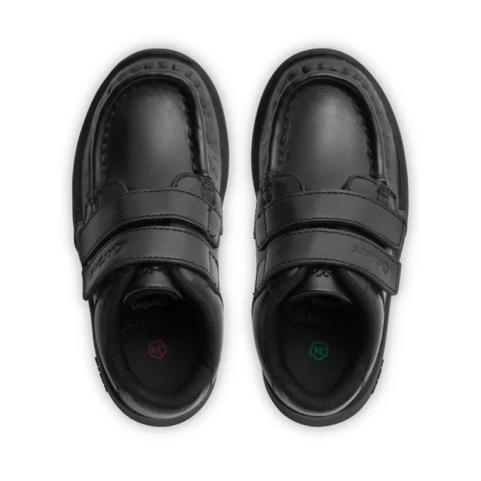 Chaussures en cuir noir Reasan Twin Vel pour garçons en bas âge