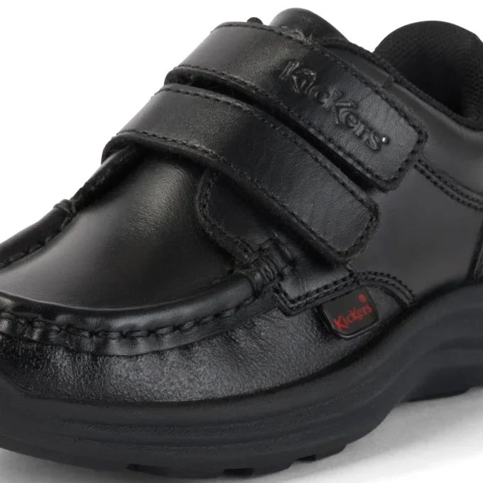 Chaussures en cuir noir Reasan Twin Vel pour garçons en bas âge
