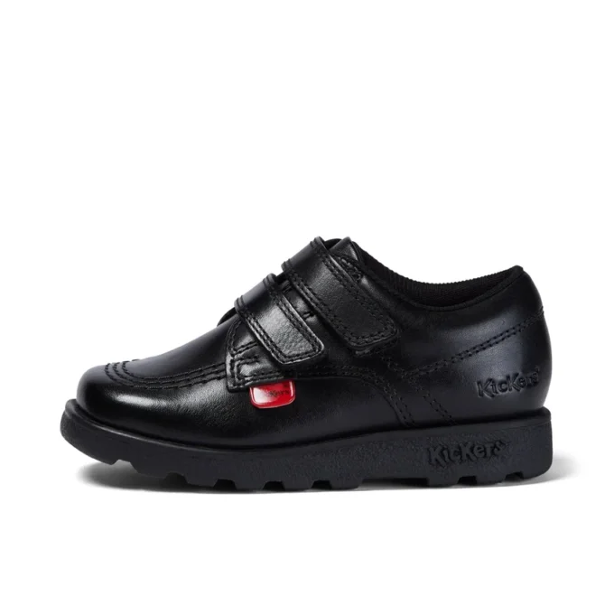 Chaussures Fragma Lo Twin Vel en cuir noir pour garçons en bas âge