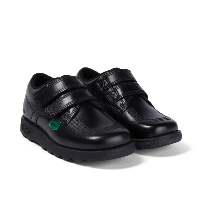 Chaussures Fragma Lo Twin Vel en cuir noir pour garçons en bas âge
