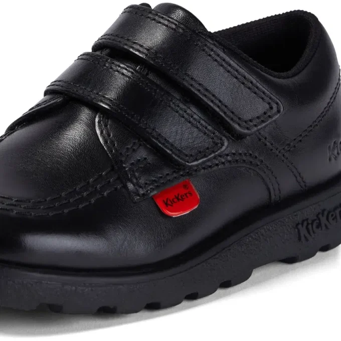 Chaussures Fragma Lo Twin Vel en cuir noir pour garçons en bas âge