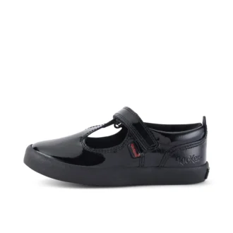 Chaussures Kariko à bride en T en cuir verni noir pour filles
