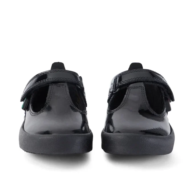 Chaussures Kariko à bride en T en cuir verni noir pour filles