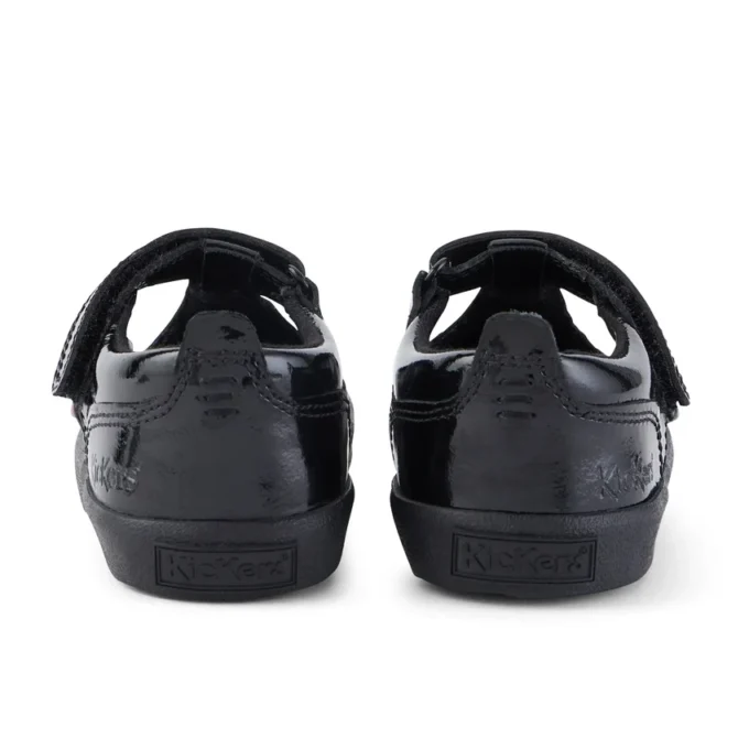 Chaussures Kariko à bride en T en cuir verni noir pour filles