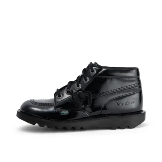 Chaussures Kick Hi en cuir et vernis noir pour jeunes filles