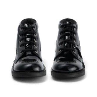 Chaussures Kick Hi en cuir et vernis noir pour jeunes filles