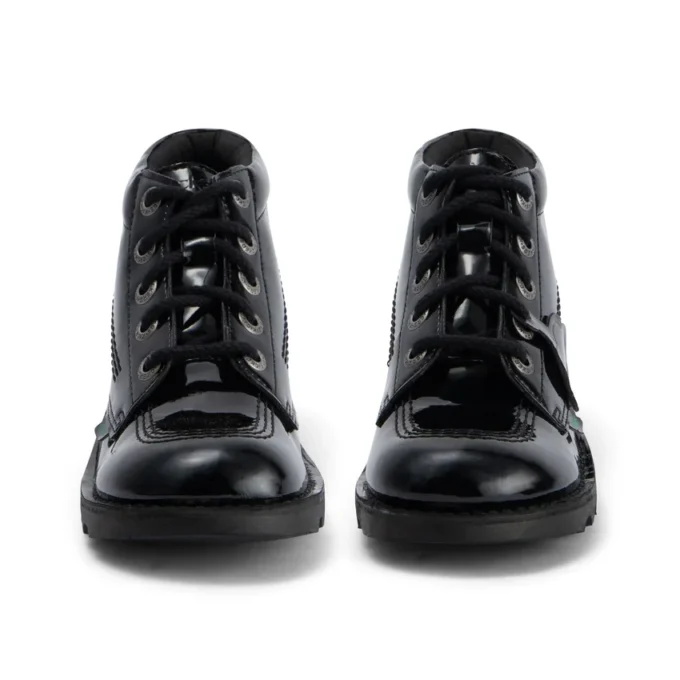 Chaussures Kick Hi en cuir et vernis noir pour jeunes filles