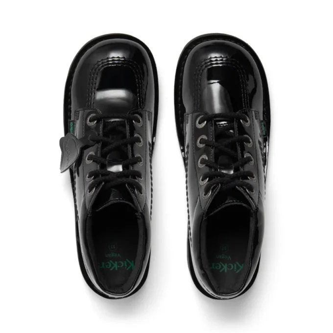 Chaussures Kick Hi en cuir et vernis noir pour jeunes filles