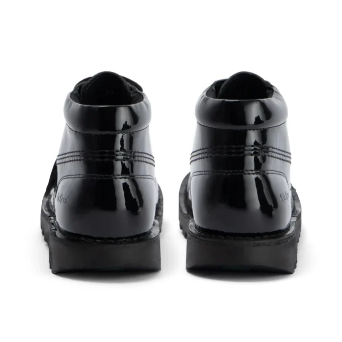Chaussures Kick Hi en cuir et vernis noir pour jeunes filles