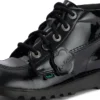 Chaussures Kick Hi en cuir et vernis noir pour jeunes filles