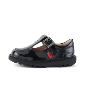 Chaussures Kick T-Bar en cuir verni noir pour bébés filles