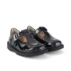 Chaussures Kick T-Bar en cuir verni noir pour bébés filles
