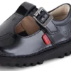 Chaussures Kick T-Bar en cuir verni noir pour bébés filles
