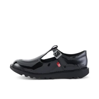Chaussures Kick T-Bar en cuir verni noir pour jeunes filles