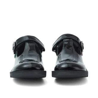 Chaussures Kick T-Bar en cuir verni noir pour jeunes filles