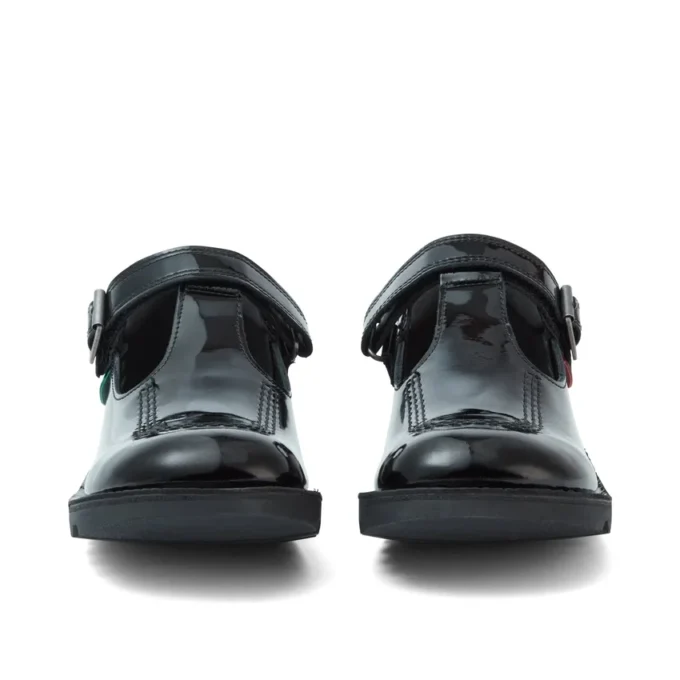 Chaussures Kick T-Bar en cuir verni noir pour jeunes filles