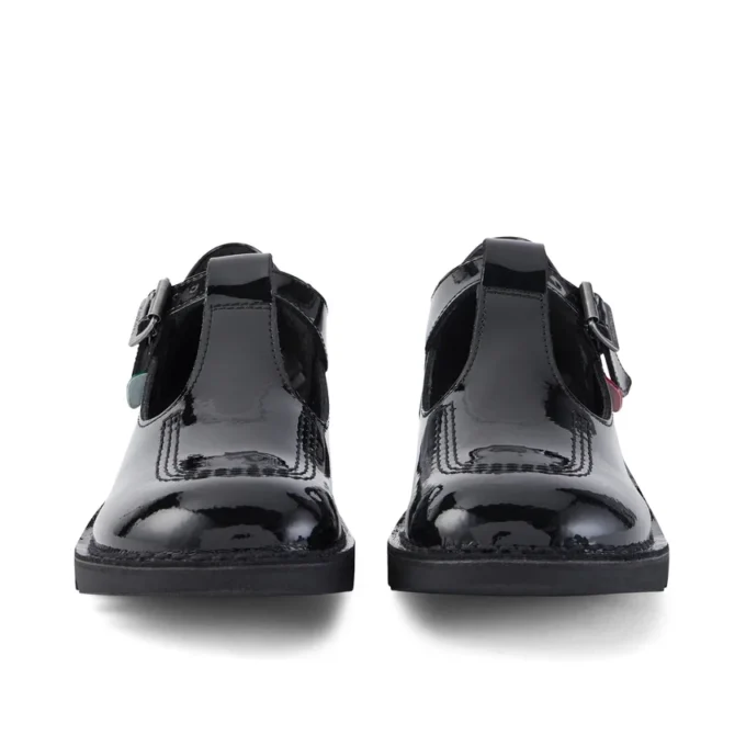 Chaussures Kick T-Bar en cuir verni noir pour jeunes filles