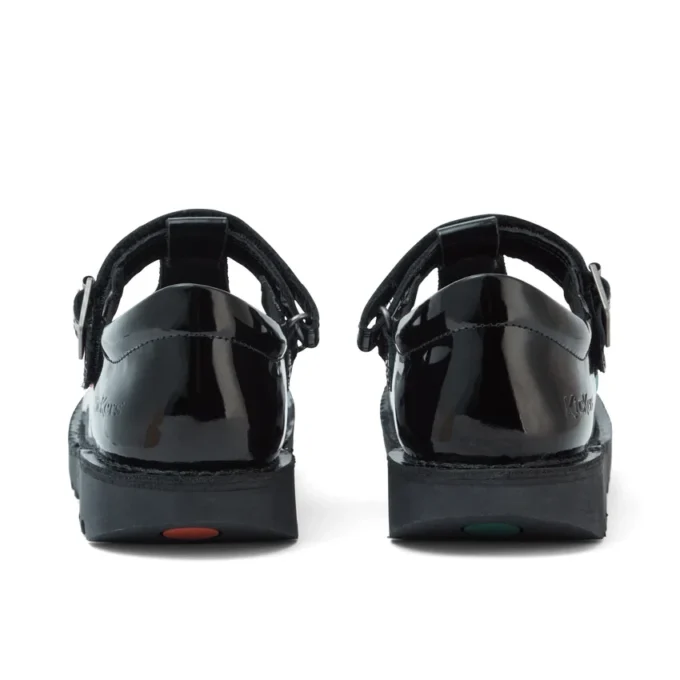 Chaussures Kick T-Bar en cuir verni noir pour jeunes filles