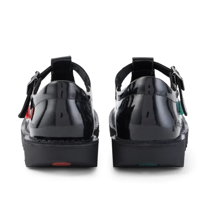 Chaussures Kick T-Bar en cuir verni noir pour jeunes filles