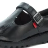 Chaussures Kick T-Bar en cuir verni noir pour jeunes filles