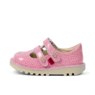 Chaussures Kick T-Bar Fruit en cuir verni rose pour bébé unisexe