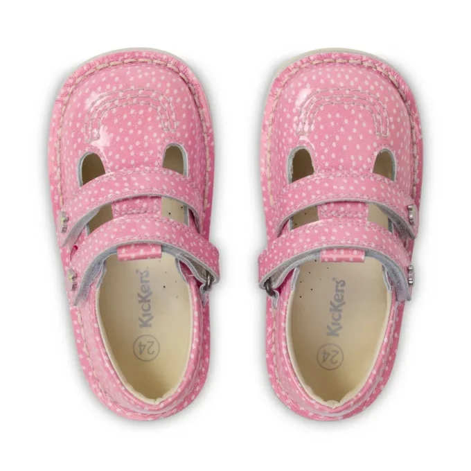 Chaussures Kick T-Bar Fruit en cuir verni rose pour bébé unisexe Chaussures Kick T-Bar Fruit en cuir verni rose pour bébé unisexe