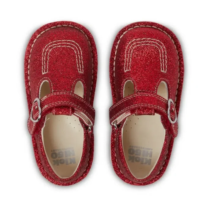 Chaussures Kick T-Bar Glitter unisexes pour bébés, rouge Chaussures Kick T-Bar Glitter unisexes pour bébés, rouge