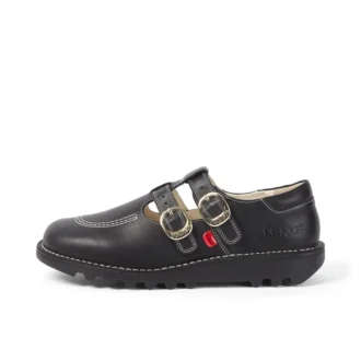Chaussures Kick T-Bar Goldie unisexes pour adultes, noires