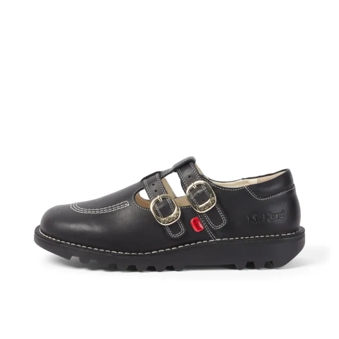 Chaussures Kick T-Bar Goldie unisexes pour adultes, noires