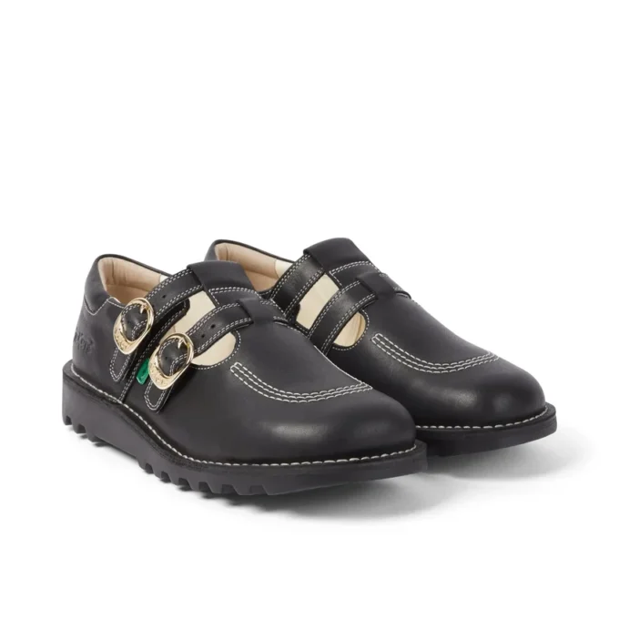 Chaussures Kick T-Bar Goldie unisexes pour adultes, noires