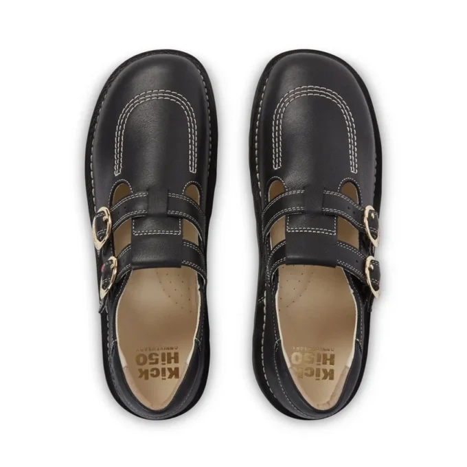 Chaussures Kick T-Bar Goldie unisexes pour adultes, noires