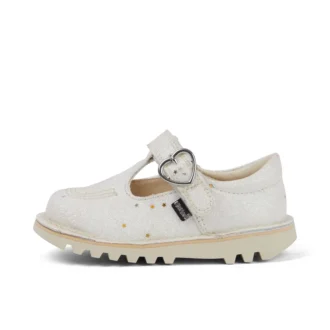 Chaussures Kick T-Bar pailletées unisexes pour bébés, blanches