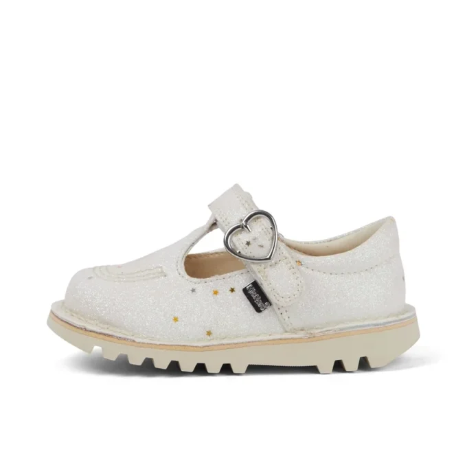 Chaussures Kick T-Bar pailletées unisexes pour bébés, blanches Chaussures Kick T-Bar pailletées unisexes pour bébés, blanches