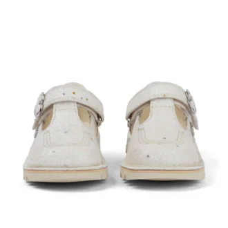 Chaussures Kick T-Bar pailletées unisexes pour bébés, blanches