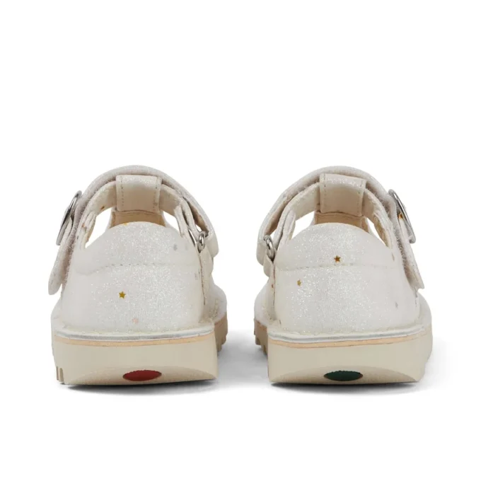 Chaussures Kick T-Bar pailletées unisexes pour bébés, blanches Chaussures Kick T-Bar pailletées unisexes pour bébés, blanches